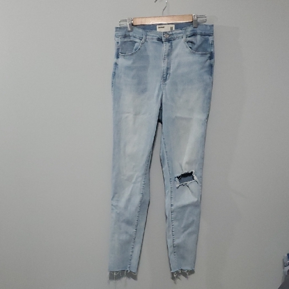 Garage‎ Jeans Womens Sz 11 Blue Junior Sizing Skinny Jeans Distressed Frayed-hem